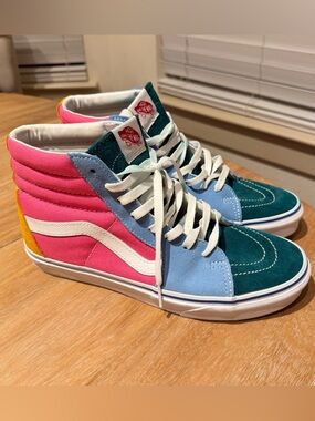 VANS SK8 HI Suede Skater Multi Color Block Shoes Mens Size 9 , Women’s Size 10.5